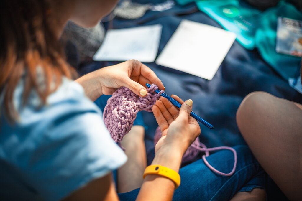 knitting, needlework, thread