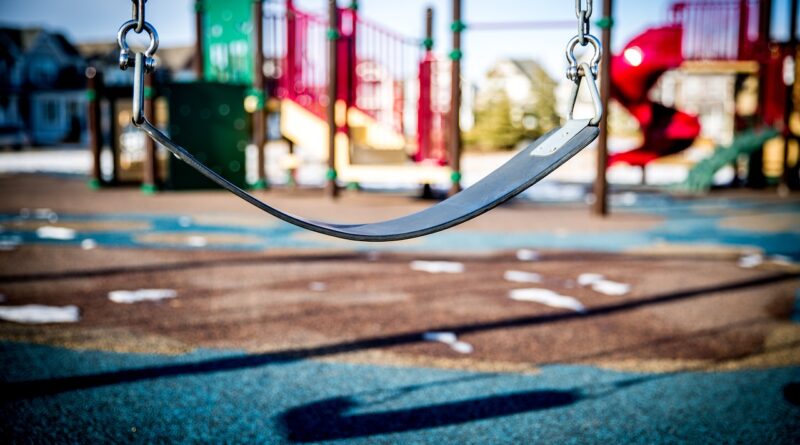 swing, playground, children playing